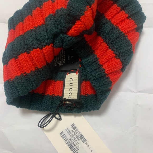 GUCCI Sherry Line Knit Hair Band Bandana Headband Scrunchie Wool Green Red - Picture 5 of 7